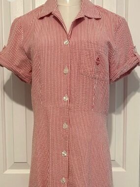 JG HOOK, Red and White Striped Button-Front Maxi Dress, Size 10